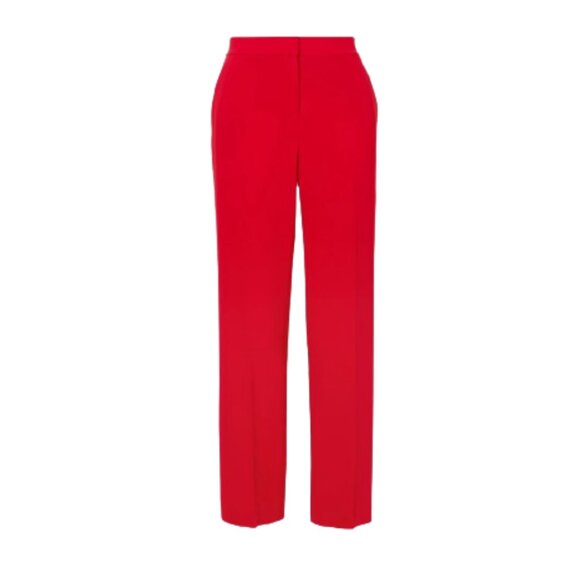 Theory Admiral Crepe Pull On Pants Womens 0 Red Orange Straight Elastic Waist - Picture 1 of 10